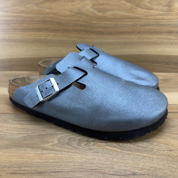 Birkenstock Boston Clogs Womens 8 N EU 39 Pewter Metallic Birko Slip On - Picture 1 of 10